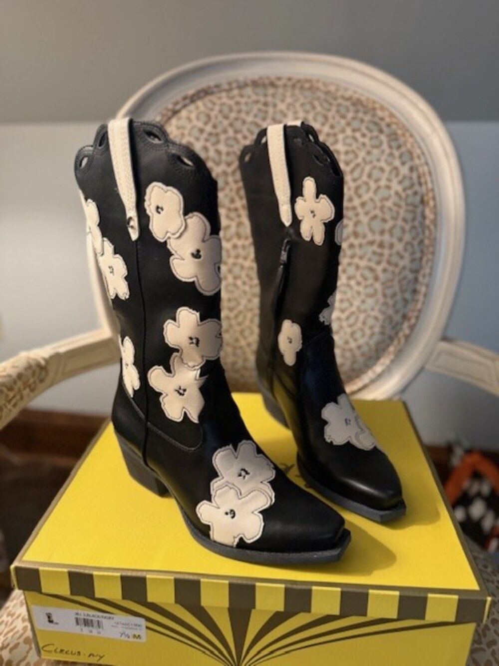 Circus NY Jill Black & Ivory Floral Western Cowboy Boots
